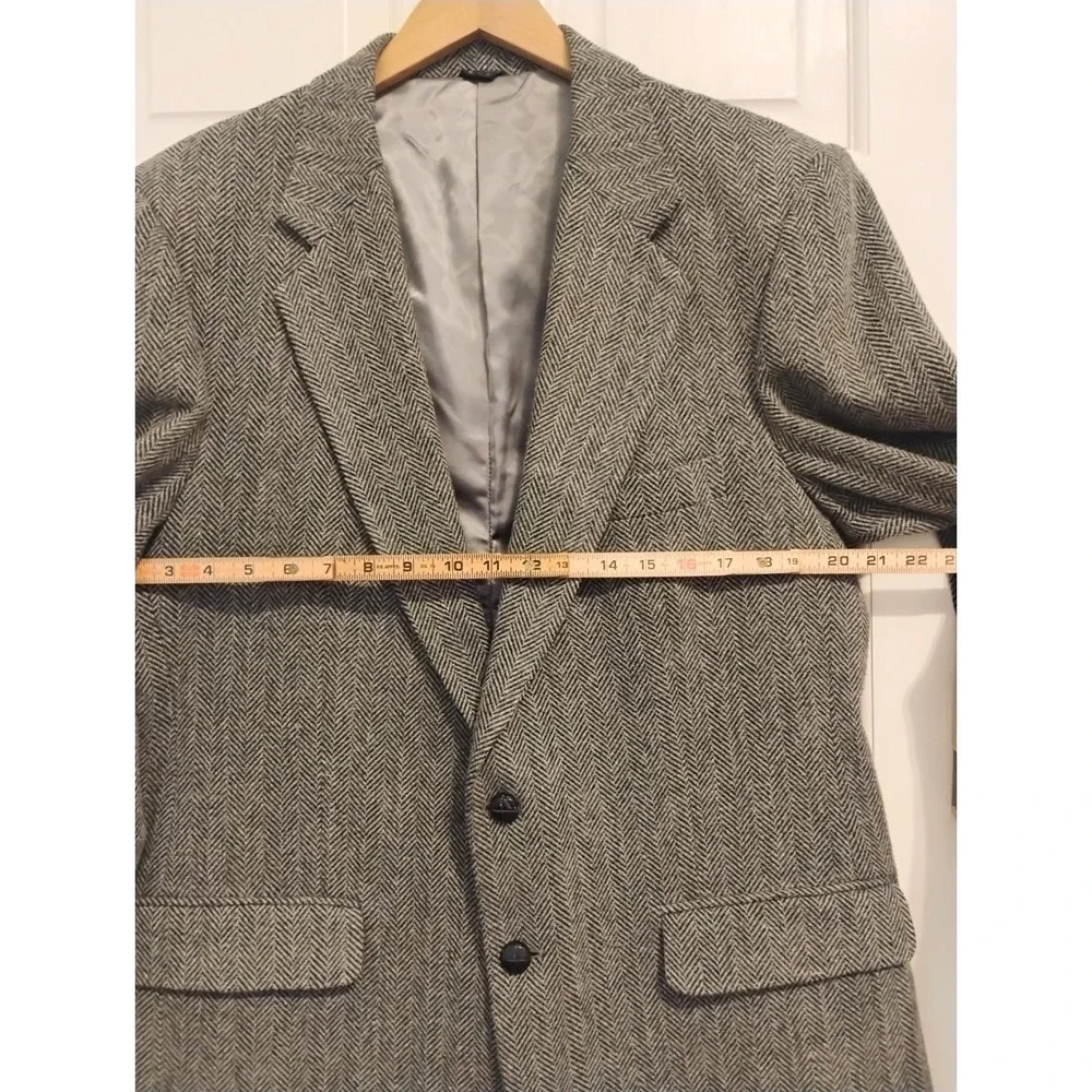 Joe Namath Blazer 44L Brown Herringbone Poly-Wool Signature Sport Coat